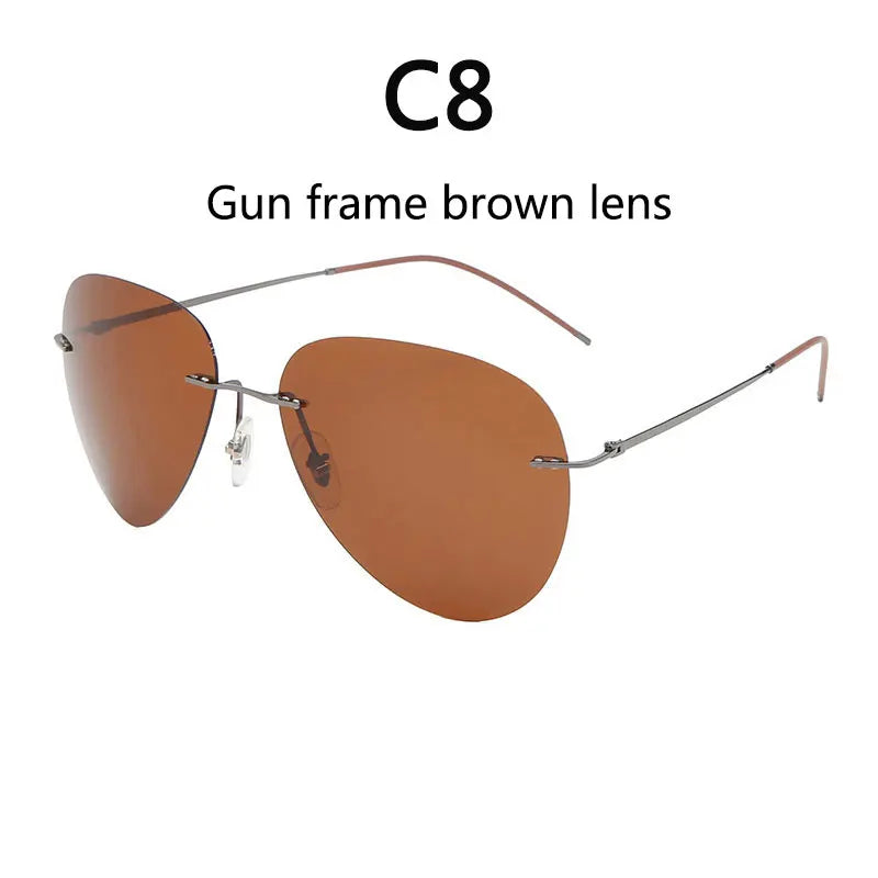 RBB Ultra-Light Frameless Photochromic Sunglasses | Polarized Titanium Goggles for Day & Night Driving & Fishing