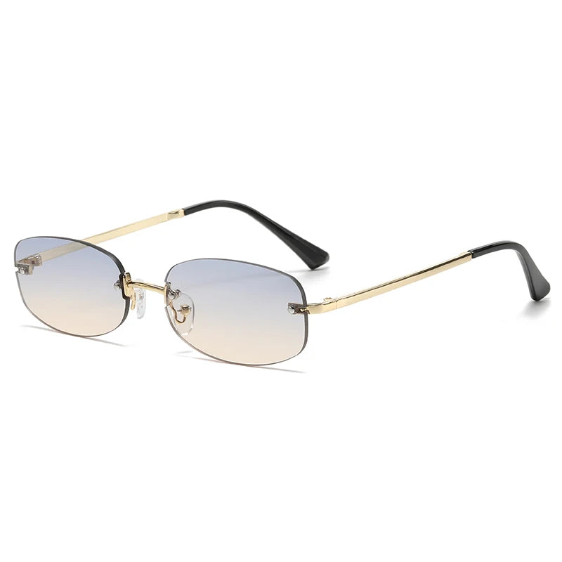 RBB Frameless Elliptical Sunglasses – Retro Metal Street Style | Women’s INS Fashion Shades