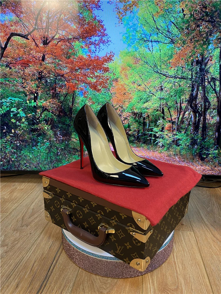 RBB Luxe Custom Stiletto – 12cm Patent Leather Heels with Red Sole