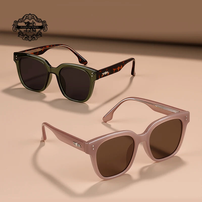 RBB Polarized Rivet Square Sunglasses – Unisex Green Lenses Designer Eyewear 2025