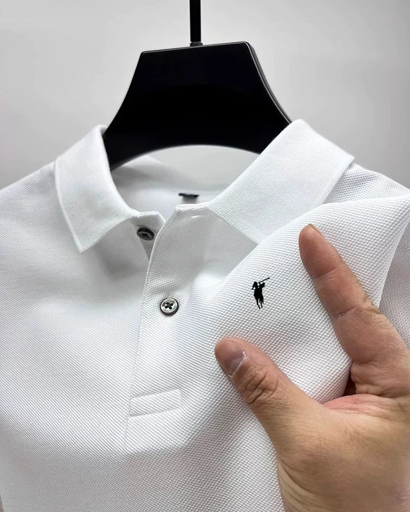 RBB 2025 Men’s Luxury Polo Shirt – Exquisite Horse Print, Short Sleeve, High-End Designer Summer Menswear