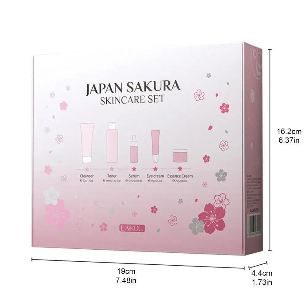 Sakura Skincare Set – 3/5-Piece Face Care Kit with Toner, Serum, Cream & More
