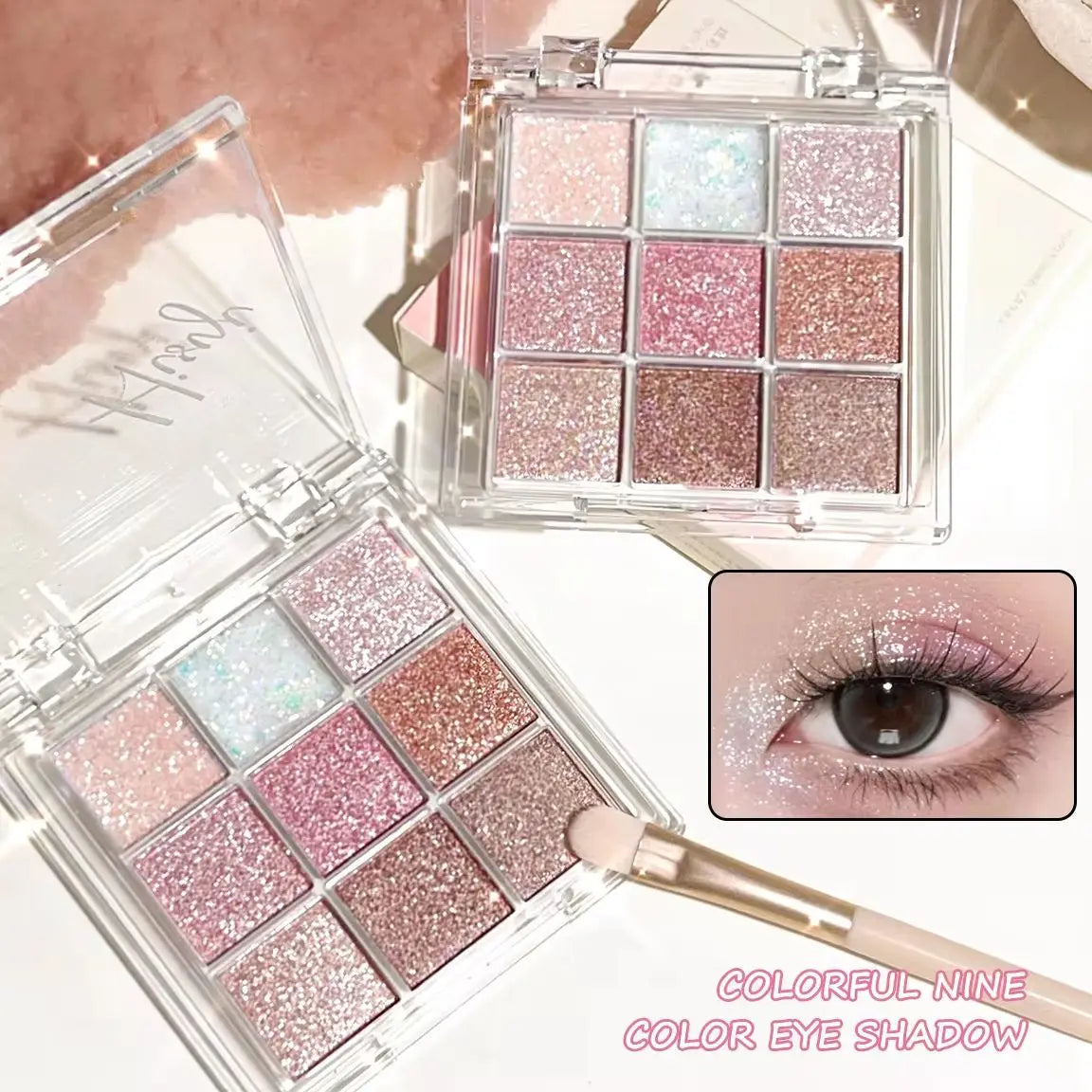 Pearlescent Glitter Highlighter & Eyeshadow Palette – Long-Lasting, Sweat & Water Resistant