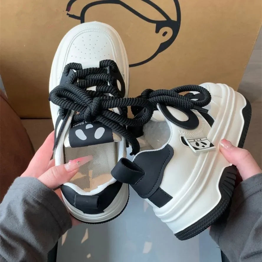 Women’s PU Leather Platform Sneakers – Thick Sole, Anti-Slip Casual Flats (2025)