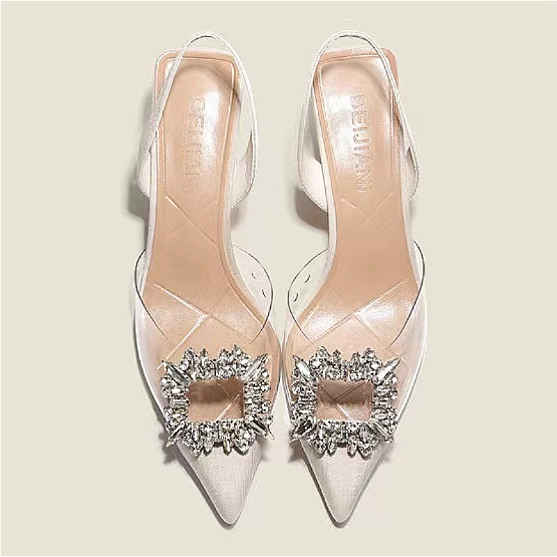 RBB Spring & Autumn Crystal Transparent Pointed Toe Women’s High Heels