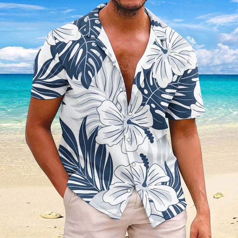 RBB Summer 2025 Men’s Hawaiian Shirt – 3D Animal & Plant Print, Short Sleeve, Beach Style, Plus Size up to 5XL