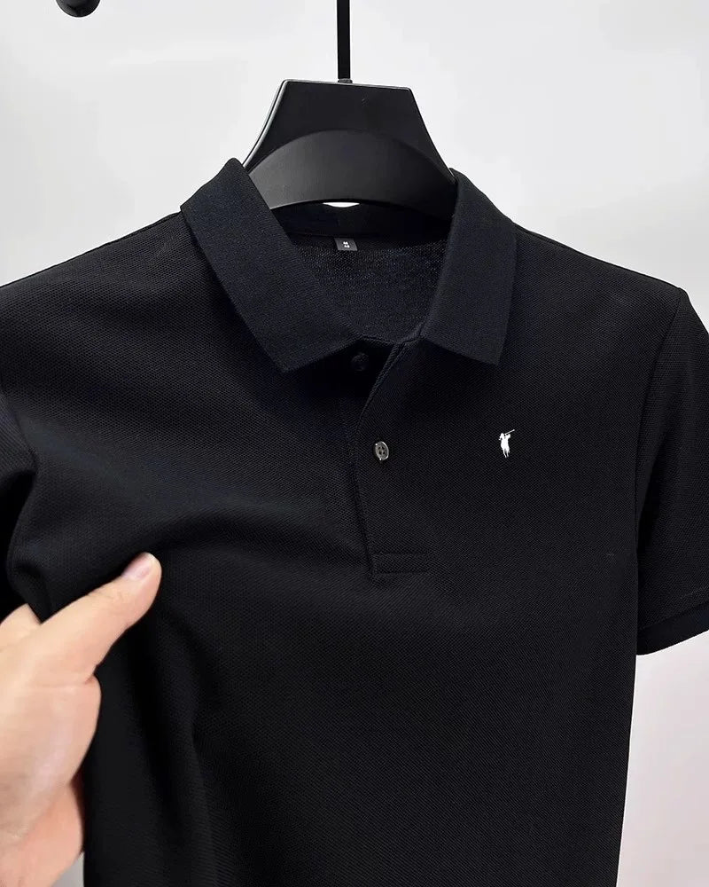 RBB 2025 Men’s Luxury Polo Shirt – Exquisite Horse Print, Short Sleeve, High-End Designer Summer Menswear