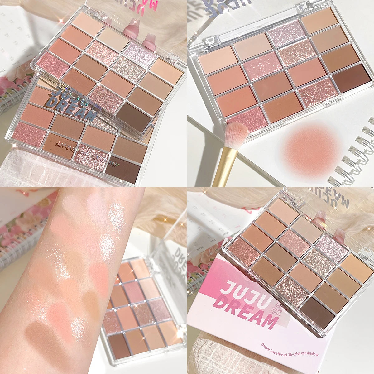 16-Color Eyeshadow Palette – Pearlescent Matte Shades for Natural Daily Makeup