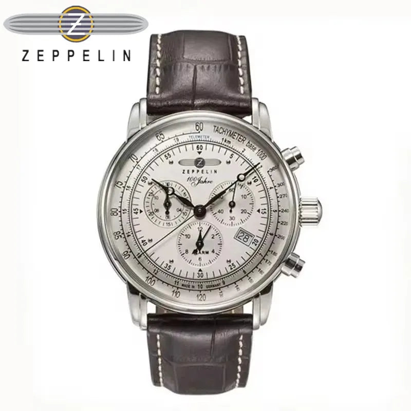 RBB Men’s Luxury Zeppelin Airship Watch – Leather Band, Business Casual Elegance