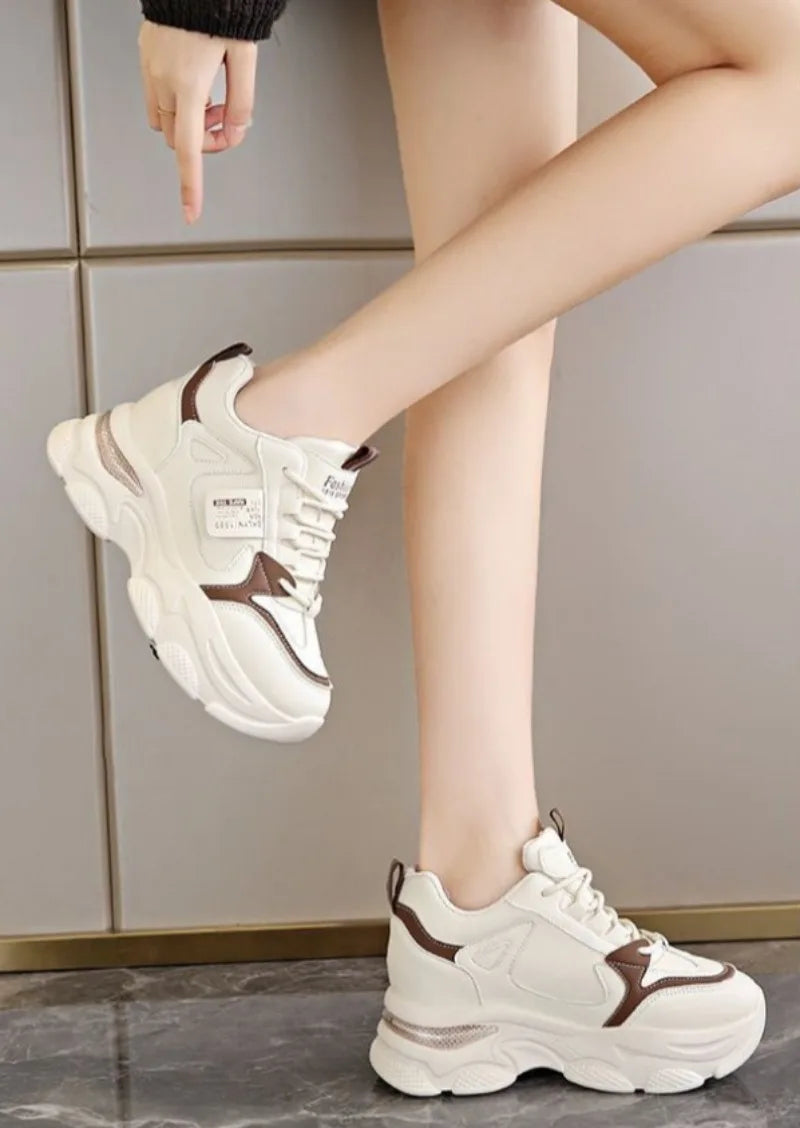 Women’s White Sport Sneakers – Thick Sole, Ultra-Light Platform, Casual & Running Shoes (Spring/Autumn 2025)