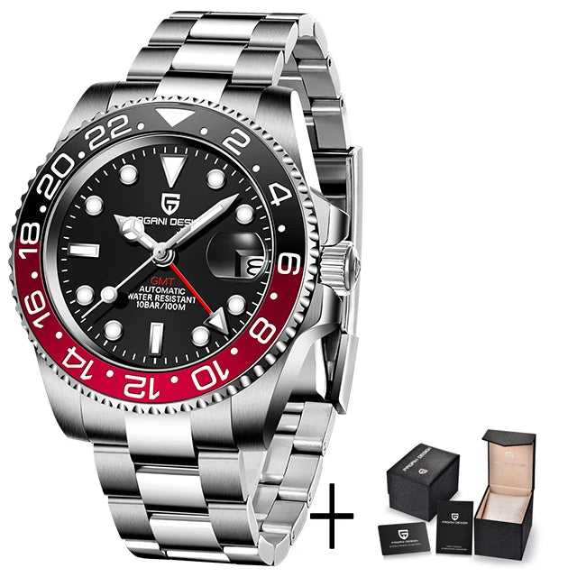 RBB DESIGN V3 Men's GMT Automatic Watch – 40MM Luxury Sapphire Mechanical Stainless Steel Waterproof Timepiece