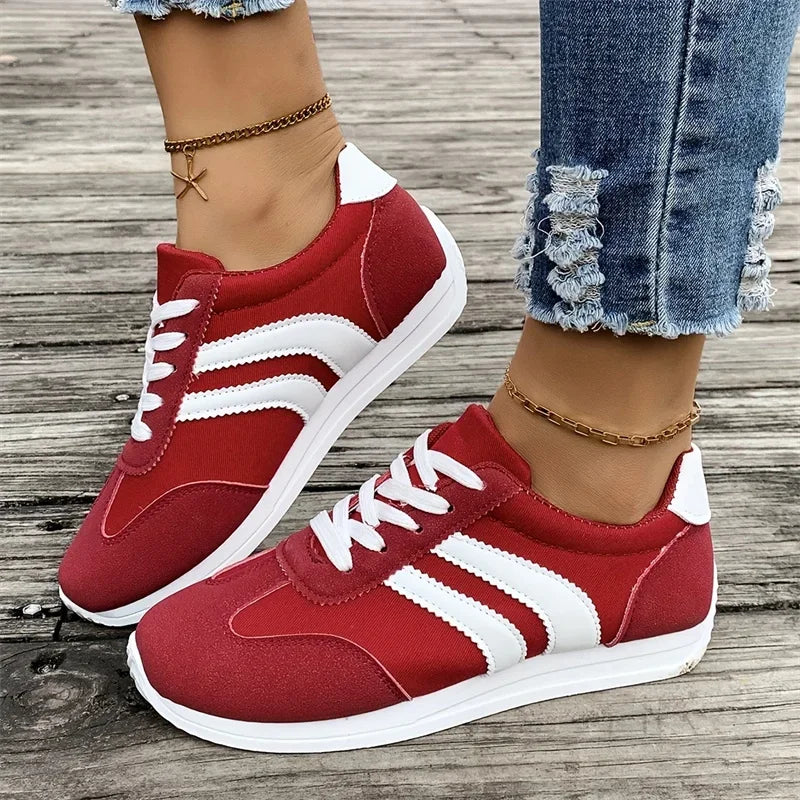 2025 Spring Women’s Sneakers – Comfortable, Versatile Flat Casual Lace-Up Sports Shoes, Plus Size