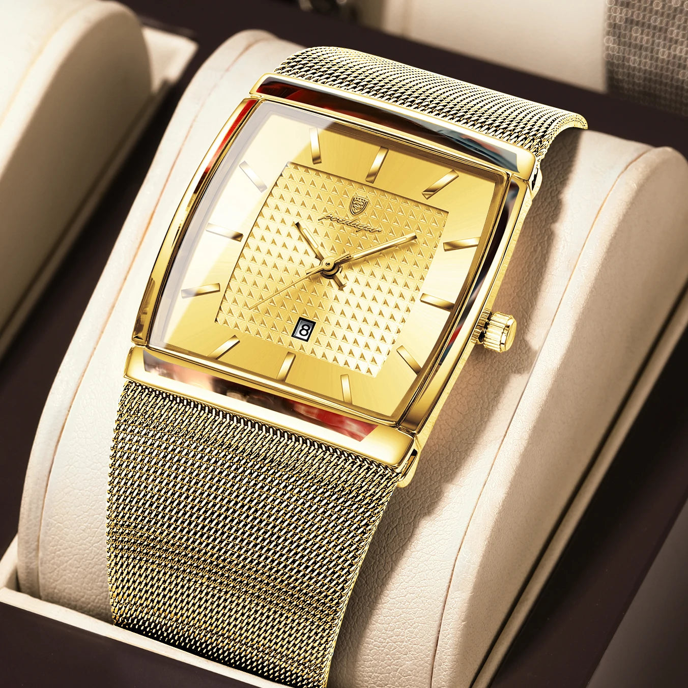 RBB Luxury Men’s Quartz Watch – Stainless Steel Mesh Band, Waterproof, Luminous Date Display, Fashion Casual