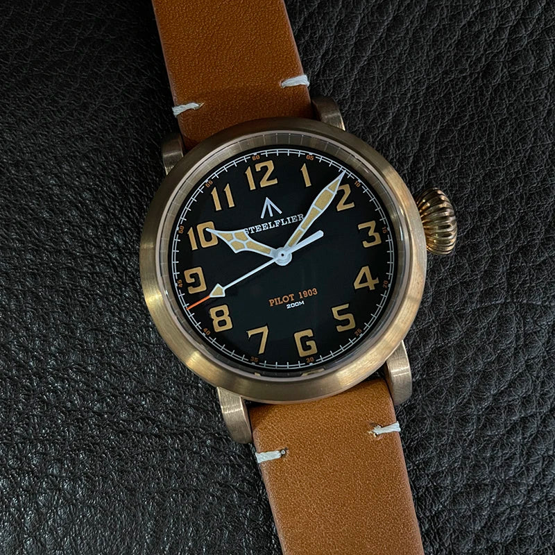 RBB 40mm Men's Bronze Pilot Quartz Wristwatch – 20ATM Waterproof, Luminous, Sapphire