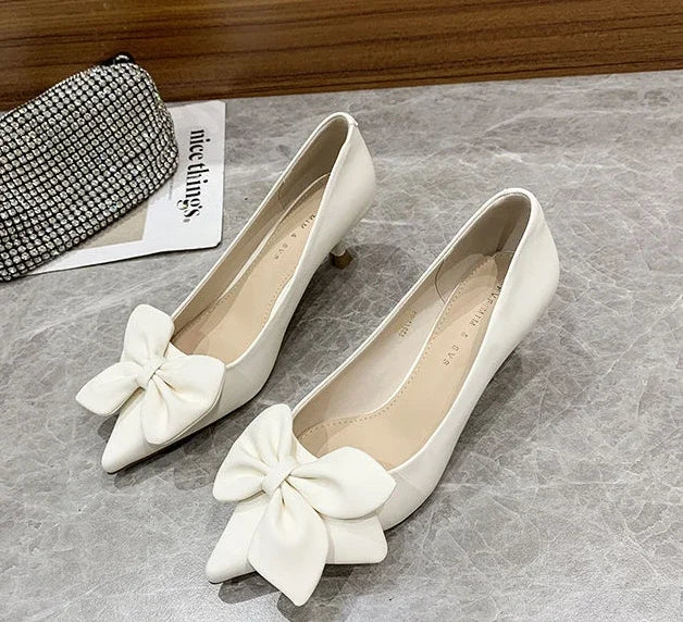 RBB With Heel Sexy Shoes for Women Moccasins Black Y2K Vacation Summer 2025 Chic and Elegant High Quality Slip-On Pumps - Size 39