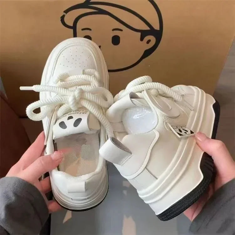 Women’s PU Leather Platform Sneakers – Thick Sole, Anti-Slip Casual Flats (2025)