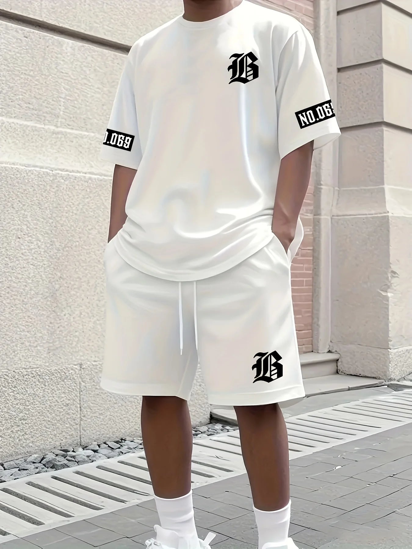 2025 RBB Men’s Summer Letter Print Casual Set – Short Sleeve T-Shirt & Shorts Sportswear Outfit
