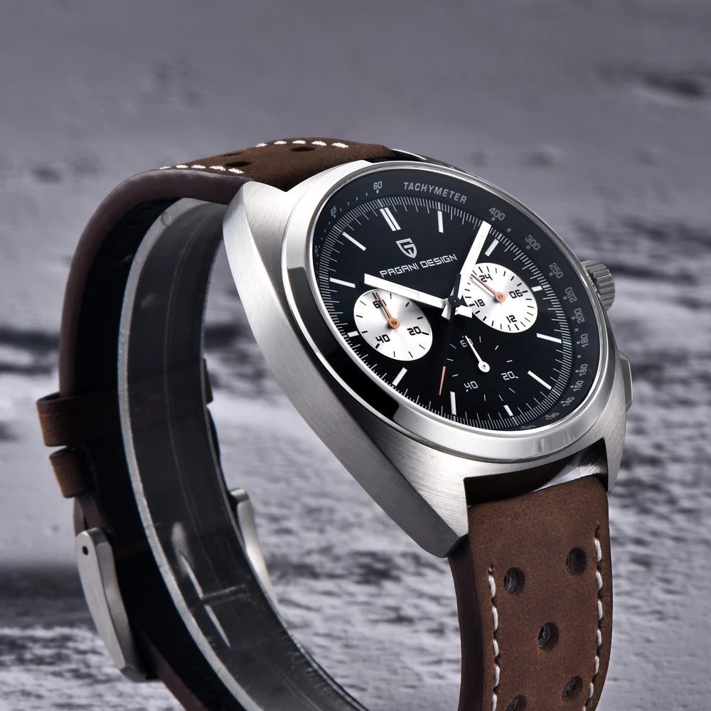 RBB DESIGN 2025 Retro Luxury Chronograph Men's Quartz Watch – VK63 Leather Sport Timepiece