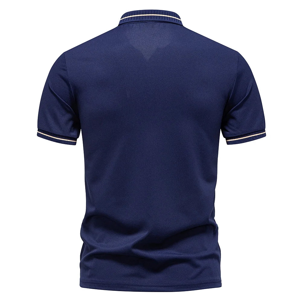 RBB Embroidered Polo Shirt – Men's Summer Casual Micro-Elastic Short Sleeve Top (Button Collar, Plus Size)