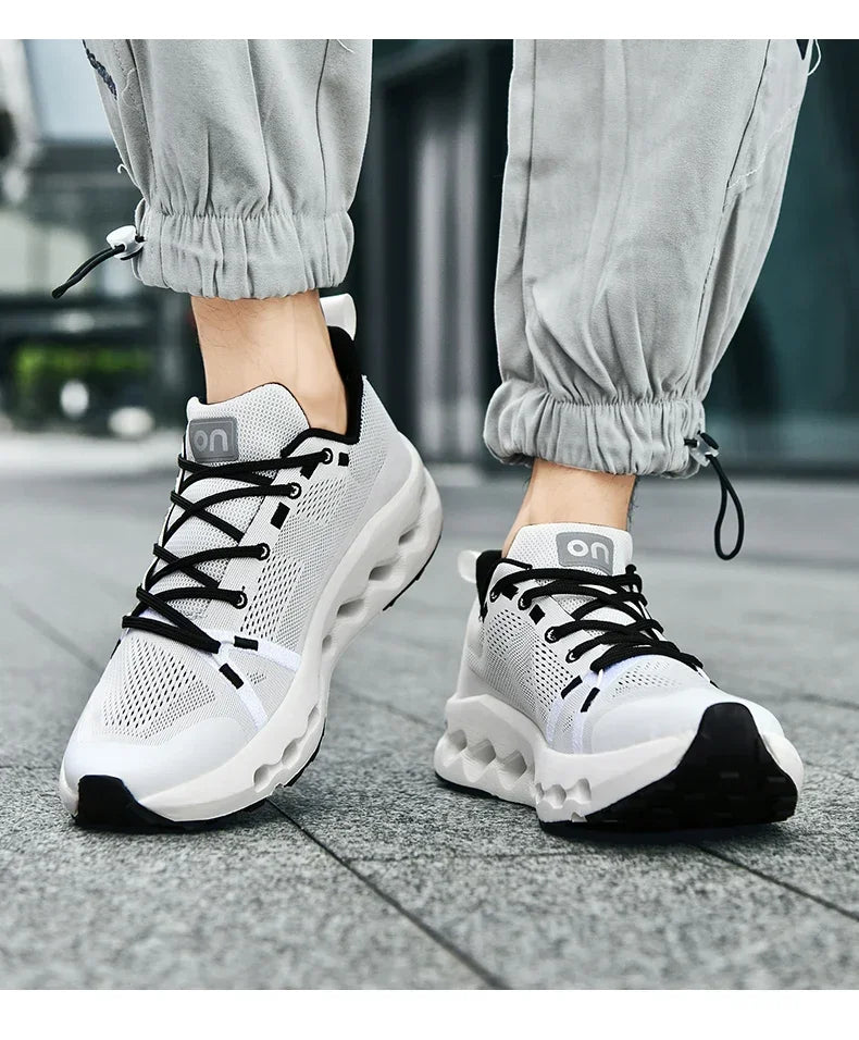 Men’s White Trainers — Casual Tennis & Running Sneakers, Athletic Gym Shoes for Marathon & Jogging