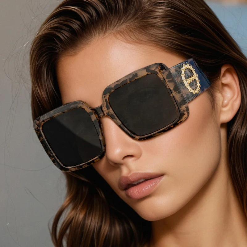 RBB Unisex Square Frame Fashion Sunglasses – Vintage Wide-Leg Design, UV400 Eyewear