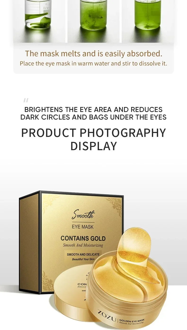 60/120PCS Avocado Gold Eye Masks – Anti-Wrinkle, Moisturizing & Dark Circle Treatment