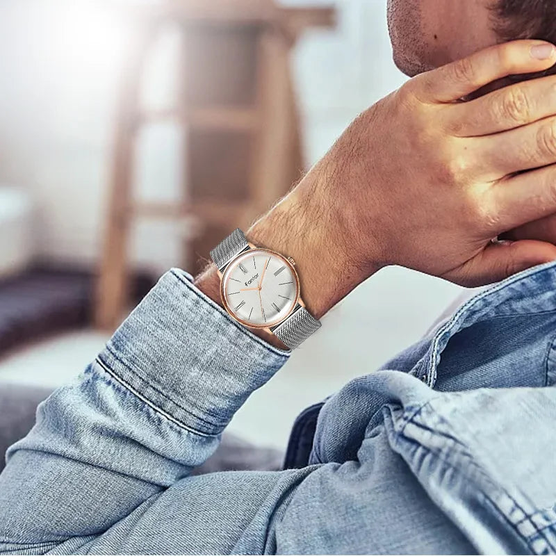 RBB Minimalist Luxury Quartz Men's Watch – Waterproof Mesh Wristwatch for Men | Relogio Masculino