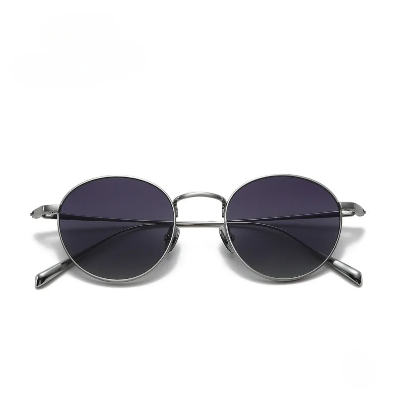 RBB Pure Titanium Retro Round Polarized Sunglasses | UV400 Gradient Brown for Men & Women