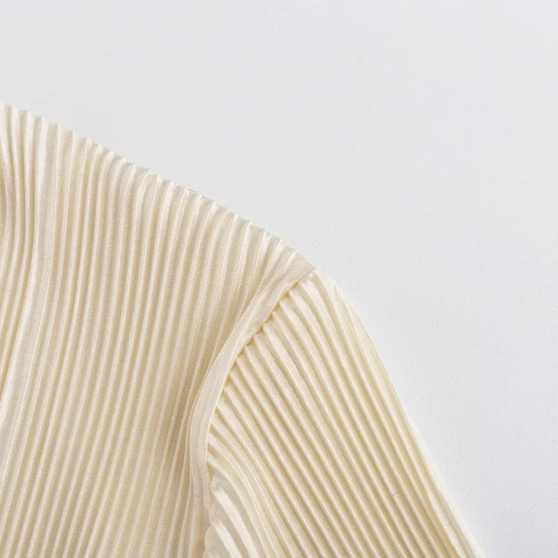 RBB Women's Pleated V-Neck Blouse – Long Flare Sleeve Tie-Up Cardigan Top