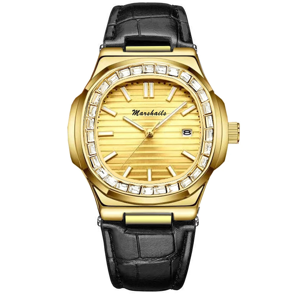 RBB Men's Luxury Business Sports Watch 2024 – Shell Hollow Design Quartz Steel Wristwatch