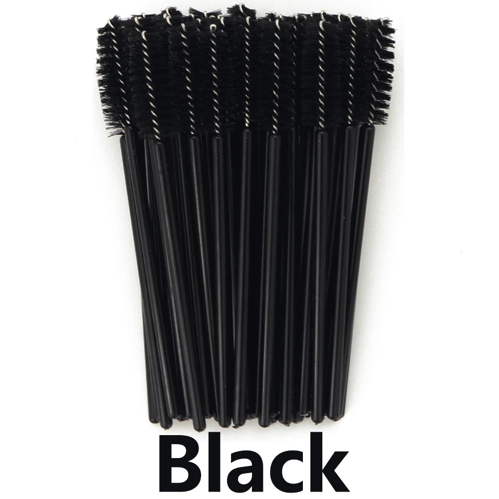 50Pcs Disposable Eyelash & Eyebrow Brushes – Soft Crystal Head Mascara Wands