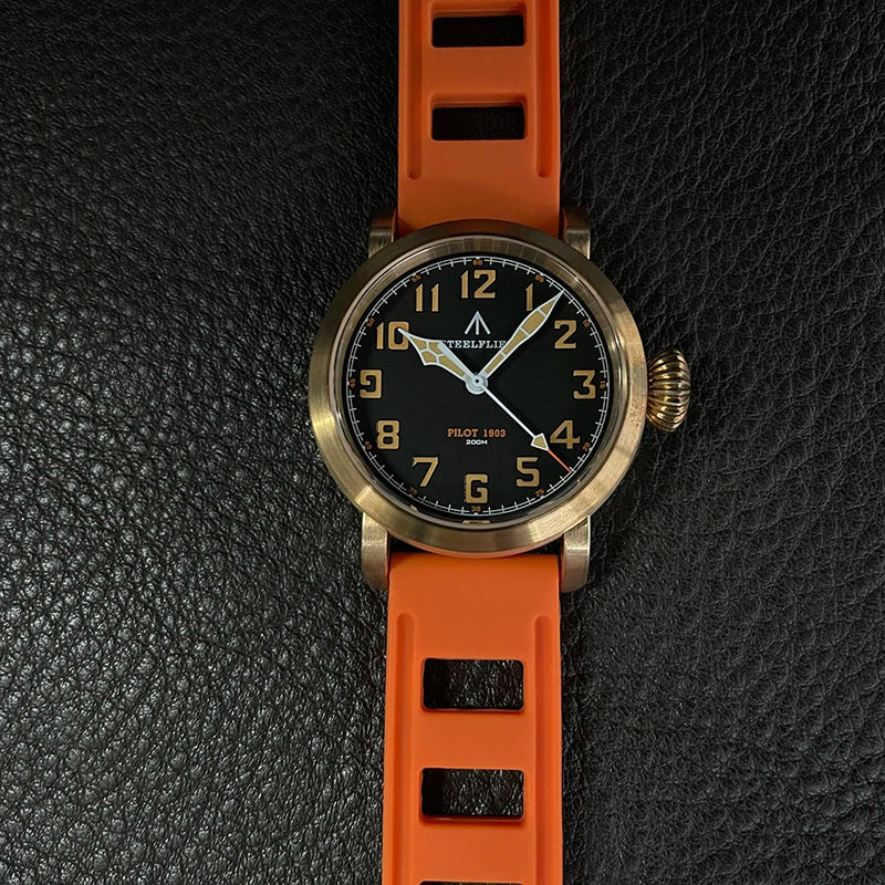 RBB 40mm Men's Bronze Pilot Quartz Wristwatch – 20ATM Waterproof, Luminous, Sapphire