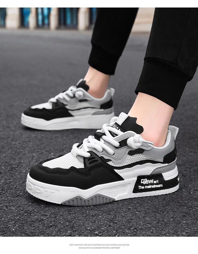 2025 Men’s Large-Size All-Season Soft Sole White Sneakers – Versatile Fashion Sports Shoes