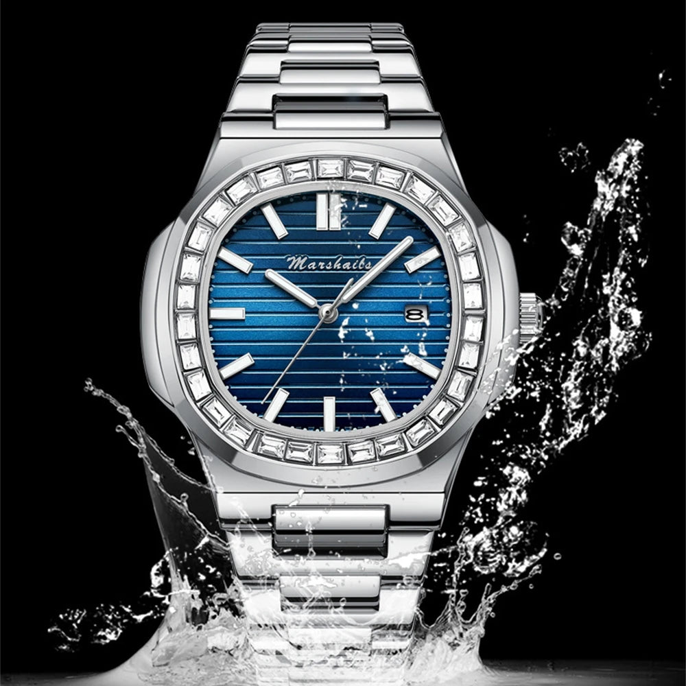 RBB Men's Luxury Business Sports Watch 2024 – Shell Hollow Design Quartz Steel Wristwatch