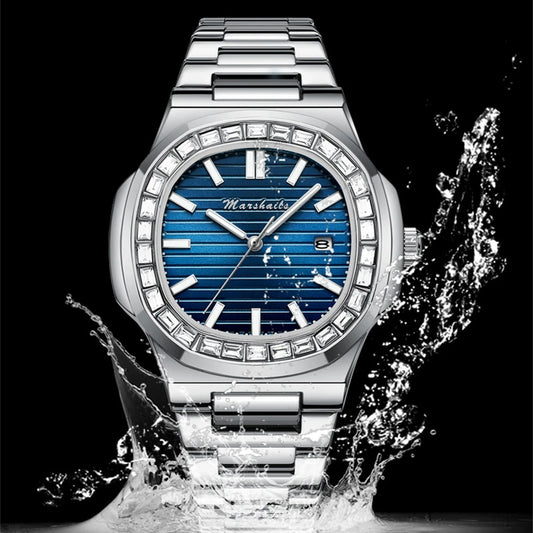 RBB Men's Luxury Business Sports Watch 2024 – Shell Hollow Design Quartz Steel Wristwatch