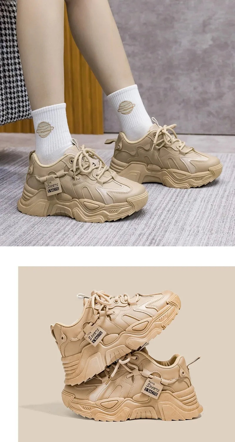 Chunky 2025 Women's Leather Sneakers – Casual Sport Trainers