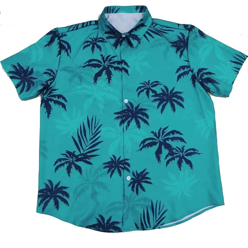 RBB Summer 2025 Men’s Hawaiian Shirt – 3D Animal & Plant Print, Short Sleeve, Beach Style, Plus Size up to 5XL