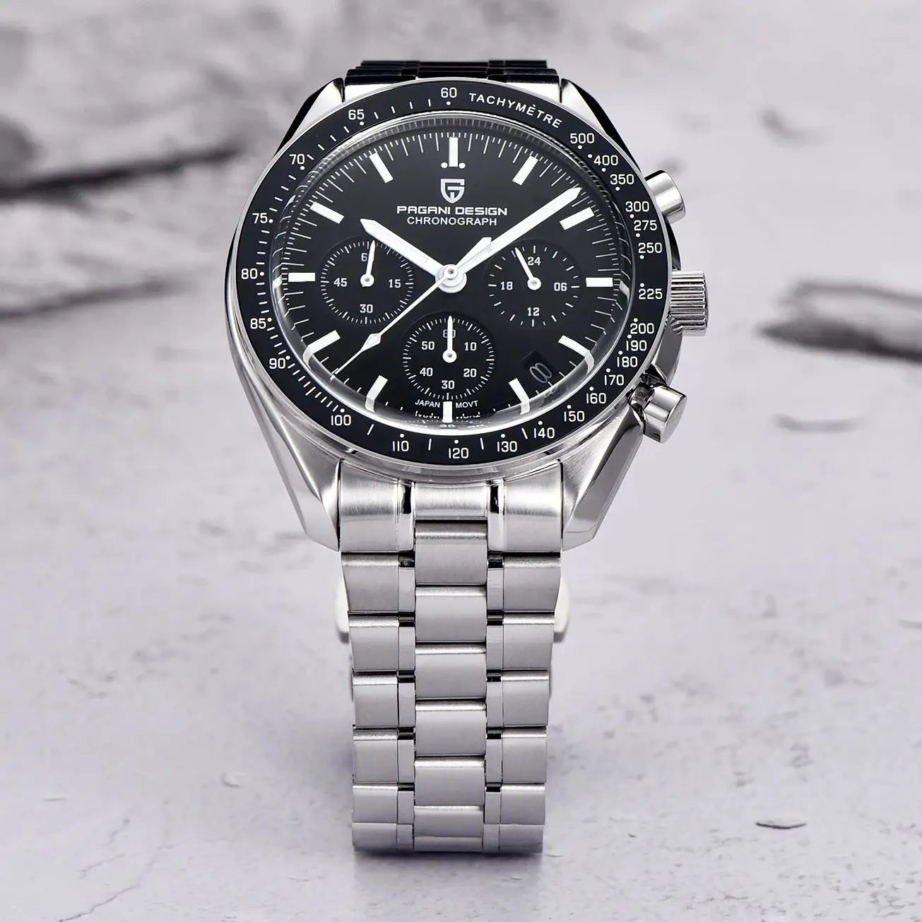 RBB PD-2024 Men’s Luxury Quartz Chronograph – Sapphire Glass, Auto Date, Speed Timer, Stainless Steel Wristwatch