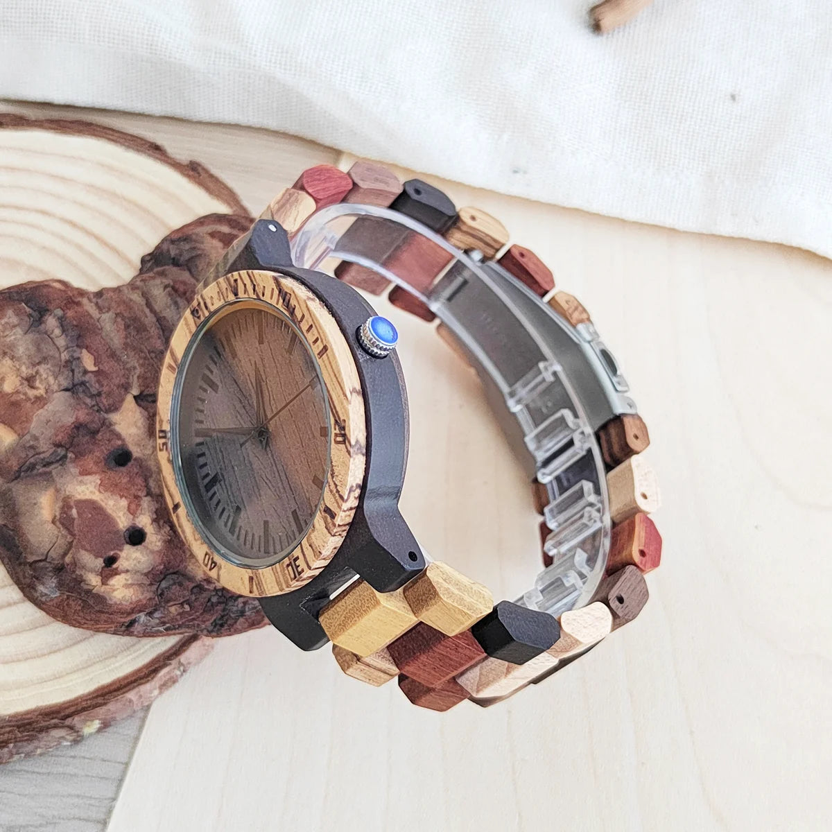 RBB Personalized Wooden Quartz Watch – Unisex Leather Strap, Custom Engraving, Gift-Ready