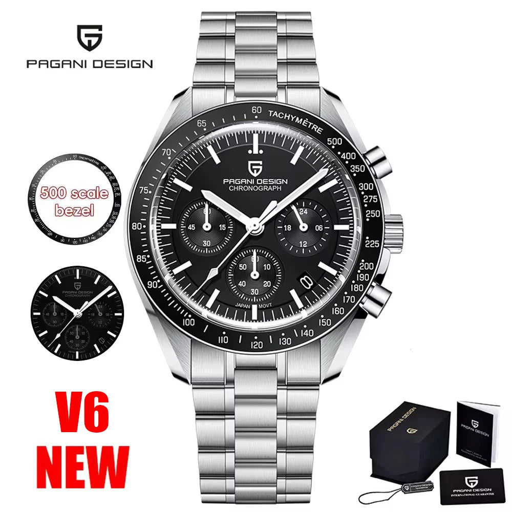 RBB 2025 DESIGN V5 Moon Men's Luxury Quartz Chronograph Watch – Waterproof Sport Stainless Steel Timepiece