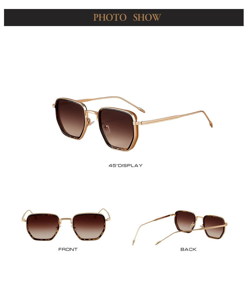 RBB Retro Polygon Square Sunglasses – UV400 Gradient Vintage Eyewear for Men & Women