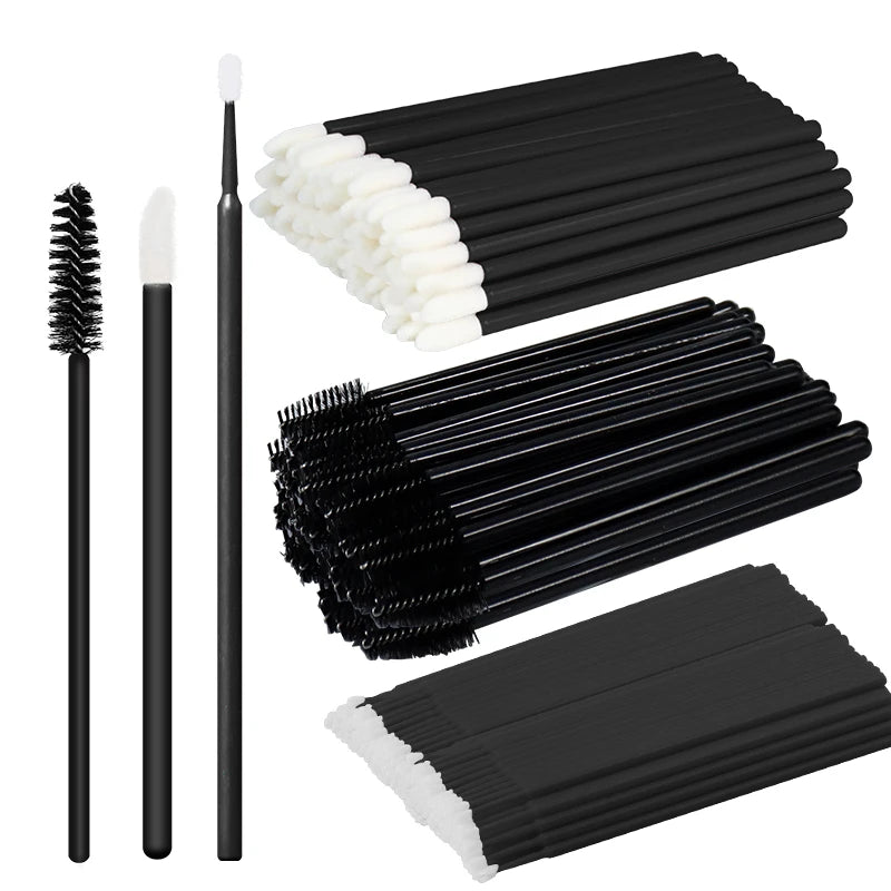 50Pcs Disposable Eyelash & Eyebrow Brushes – Soft Crystal Head Mascara Wands