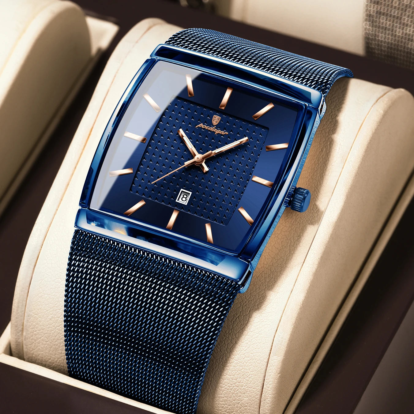 RBB Luxury Men’s Quartz Watch – Stainless Steel Mesh Band, Waterproof, Luminous Date Display, Fashion Casual