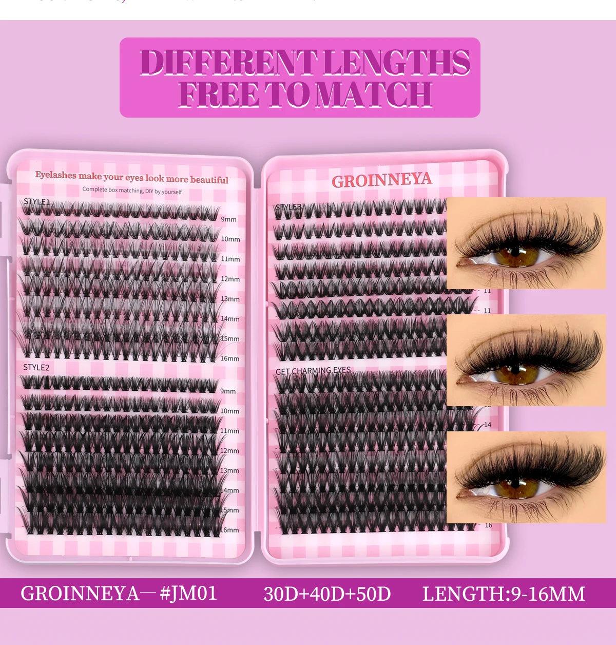 DIY Lash Clusters Set – Mixed Fluffy Individual Extensions with Lash Bond & Seal Kit