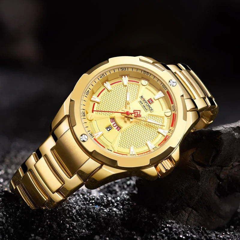 RBB Luxury Gold Men's Watch – 2024 Military Sport Quartz Wristwatch