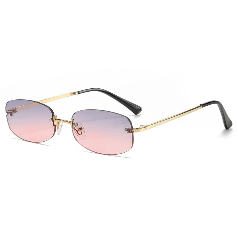 RBB Frameless Elliptical Sunglasses – Retro Metal Street Style | Women’s INS Fashion Shades