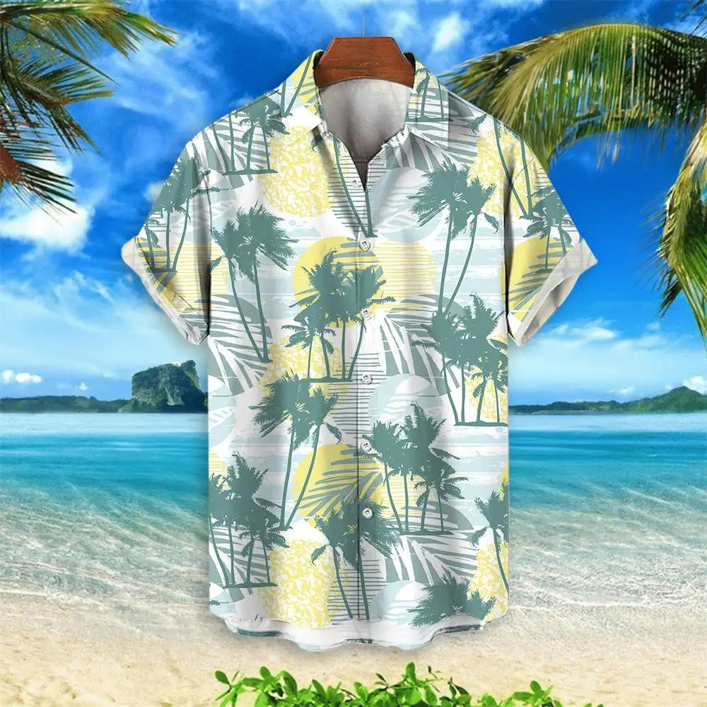 RBB Summer 2025 Men’s Hawaiian Shirt – 3D Animal & Plant Print, Short Sleeve, Beach Style, Plus Size up to 5XL