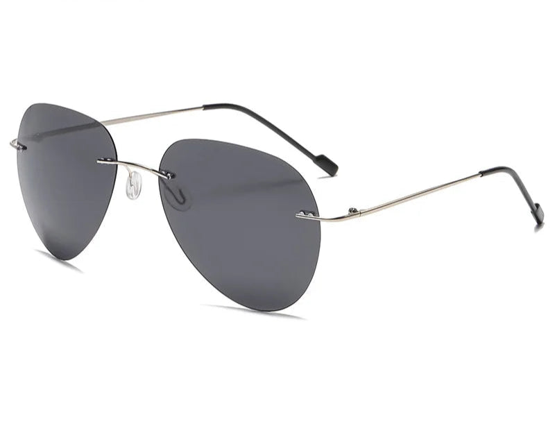 RBB Rimless Polarized Photochromic Sunglasses | Ultra-Light Titanium Driving Glasses for Men – Day & Night Vision