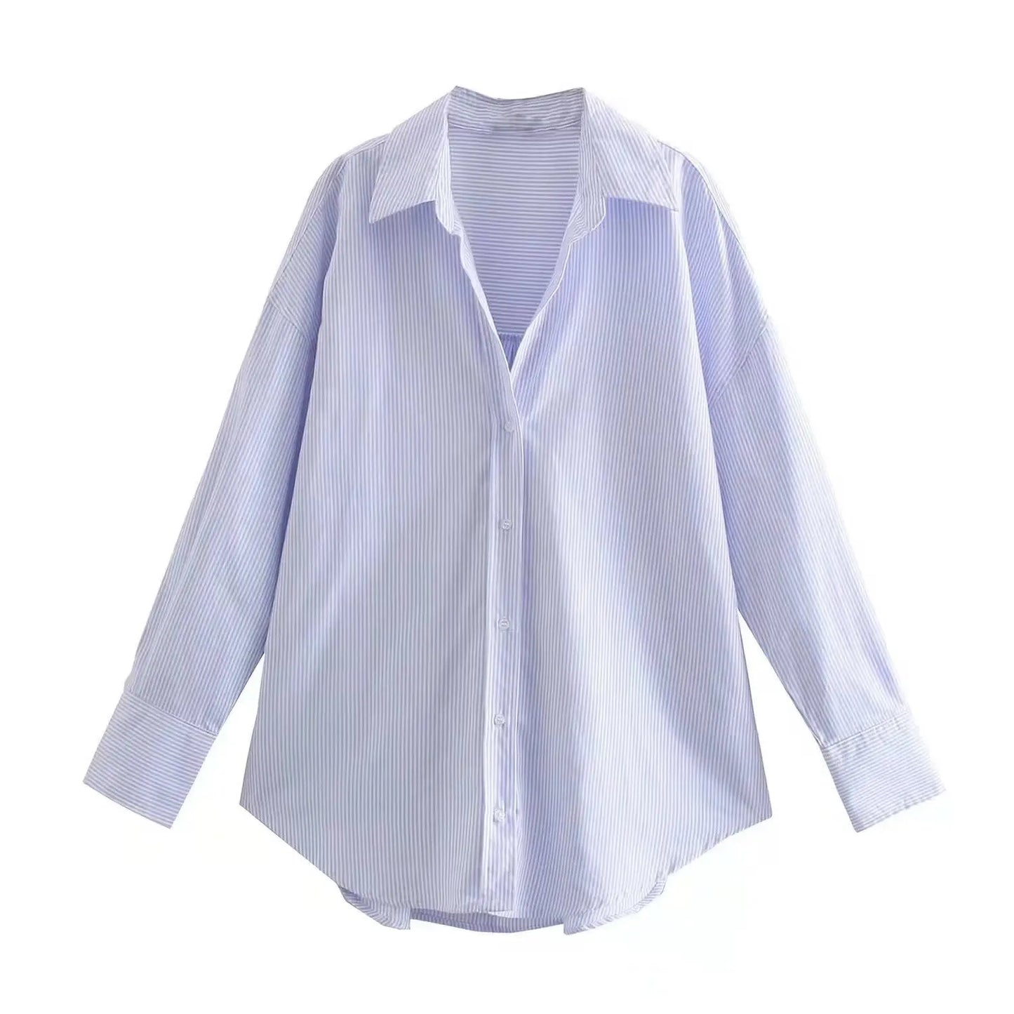 RBB Women's Multicolor Oversized Shirt – Long Sleeve Button-Up Streetwear Blouse (Summer Collection)