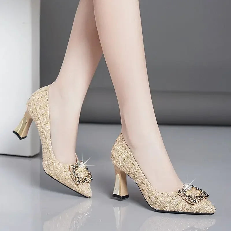 RBB Diamond Rhinestone High Heel Pumps – Women’s Formal Pointed Toe, Size 39